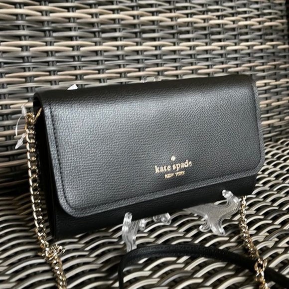Kate Spade Chain Wallet Crossbody Clutch Black - Picture 2 of 14